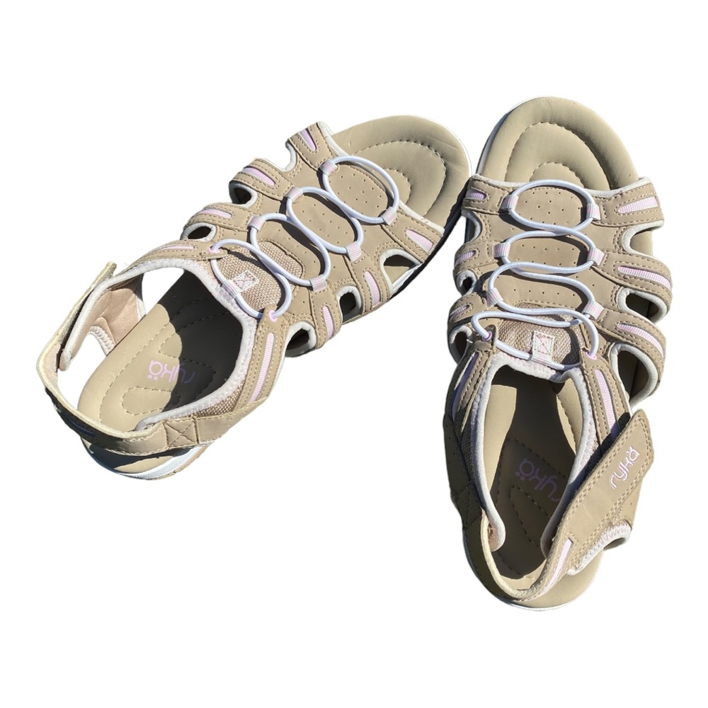 Ryka ‘Grotto’ Fisherman Sandals Size 9  Tan Pink and White